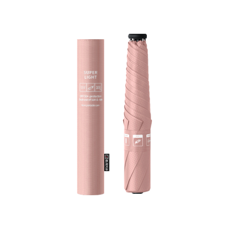 超軽量カーボン骨 ペンシル傘 三つ折り傘 UPF50+ UV カット ナノブラックコーティング 晴雨兼用 レディース携帯傘 - 画像 (2)