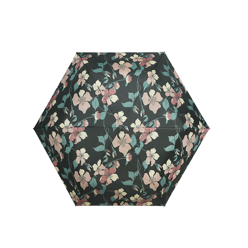 レトロ花柄カーボン傘 超軽量 晴雨両用 チタン合金骨 通勤携帯傘